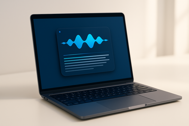 DijiFlow Dictate turning speech into text on a Mac, fully on-device